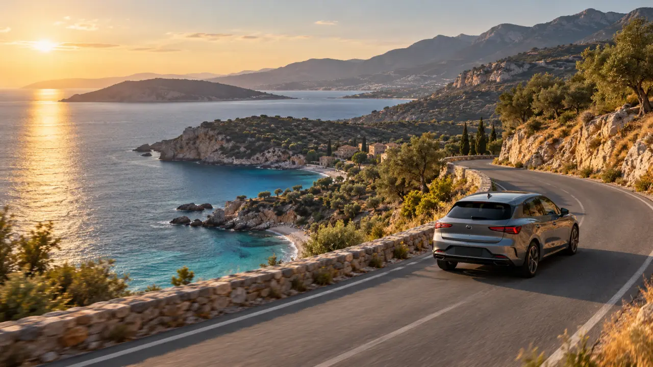 Road trip Grèce sur une route côtière du Péloponnèse