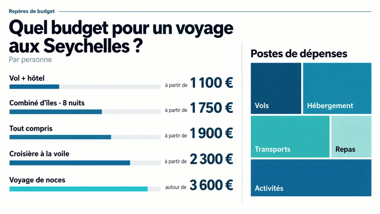 Infographie du prix voyage seychelle selon la formule de séjour et les principaux postes de budget