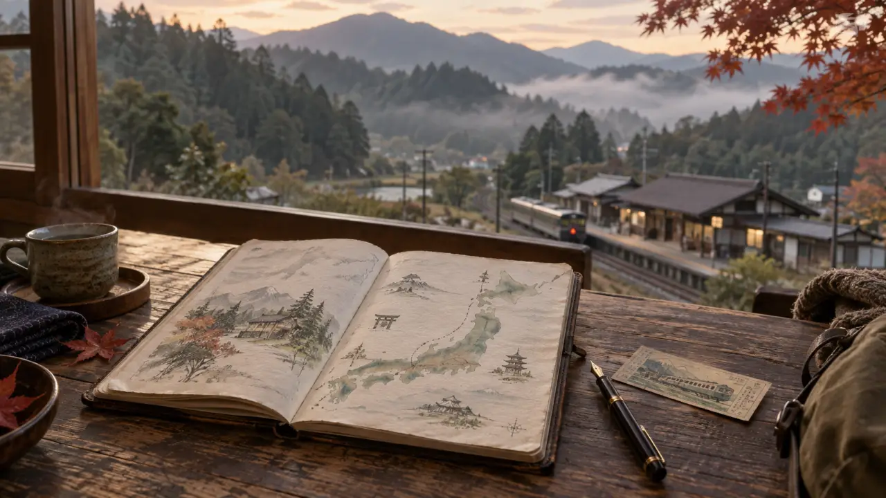 Chemin paisible dans un paysage japonais brumeux