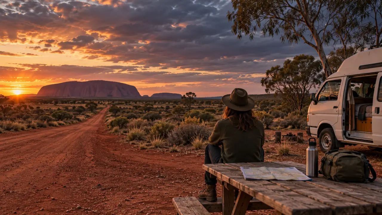 Paysage austral brumeux au lever du jour, entre montagnes et vallée sauvage