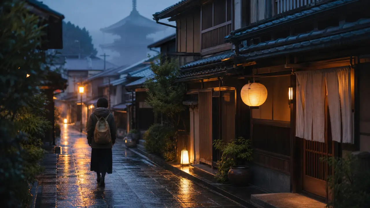 Kyoto au petit matin, ambiance brumeuse et élégante
