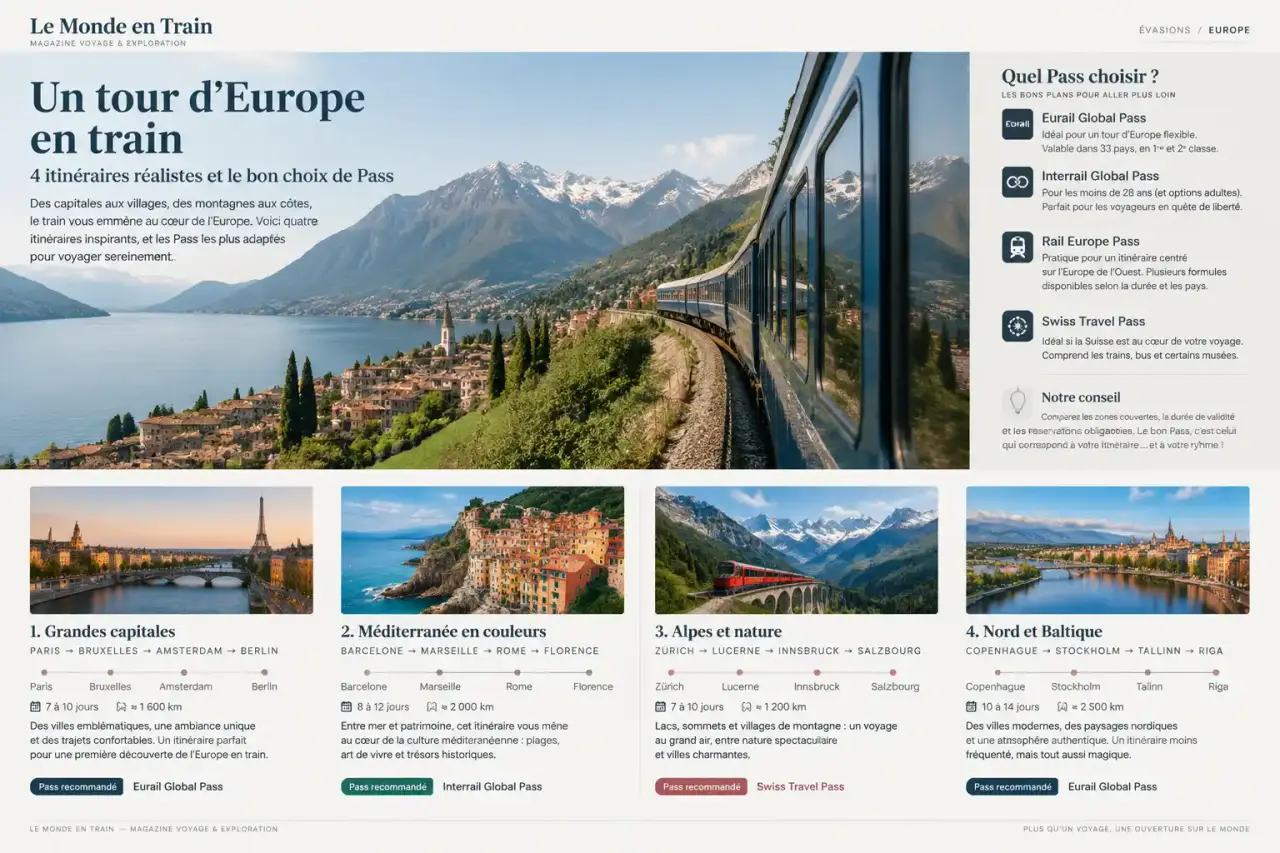 Un tour d’Europe en train, 4 itinéraires réalistes et le bon choix de Pass