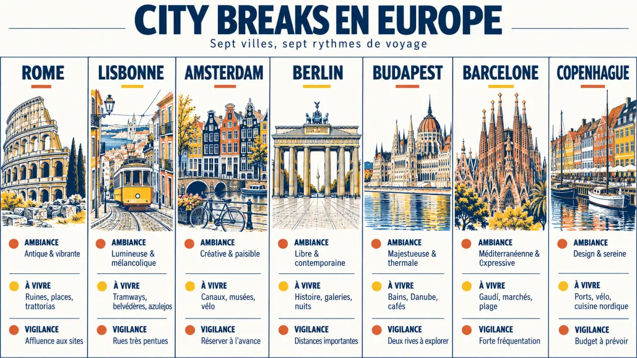 Infographie comparative des destinations pour un city break en Europe