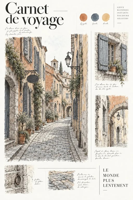 Idées inspirantes carnet de voyage exemple avec croquis et aquarelle
