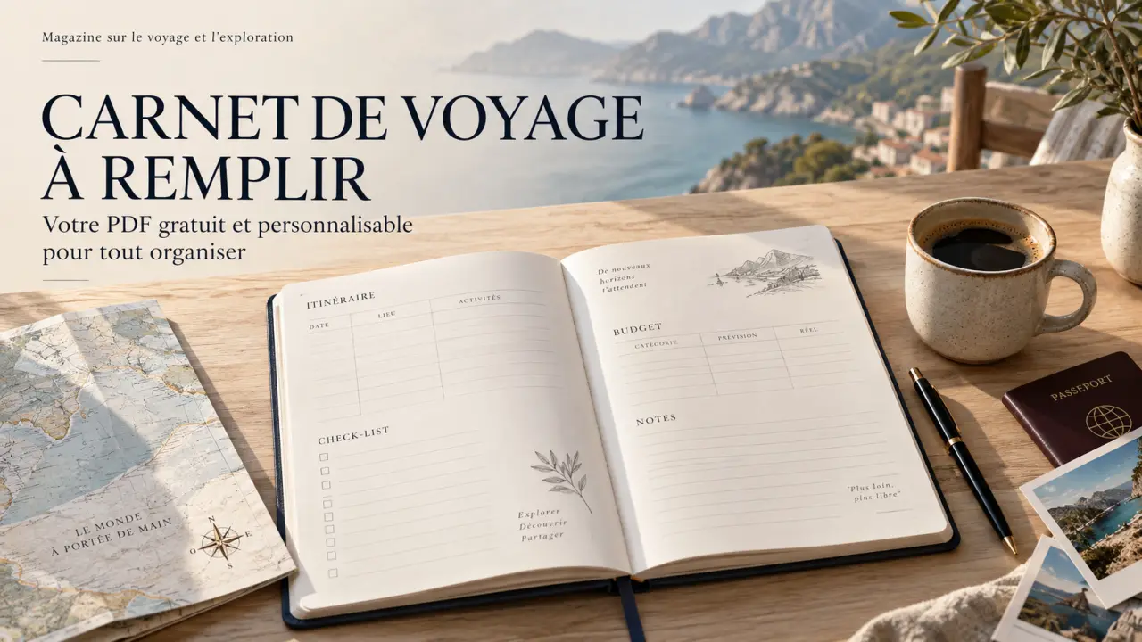 Carnet de voyage à remplir : votre PDF gratuit et personnalisable pour tout organiser